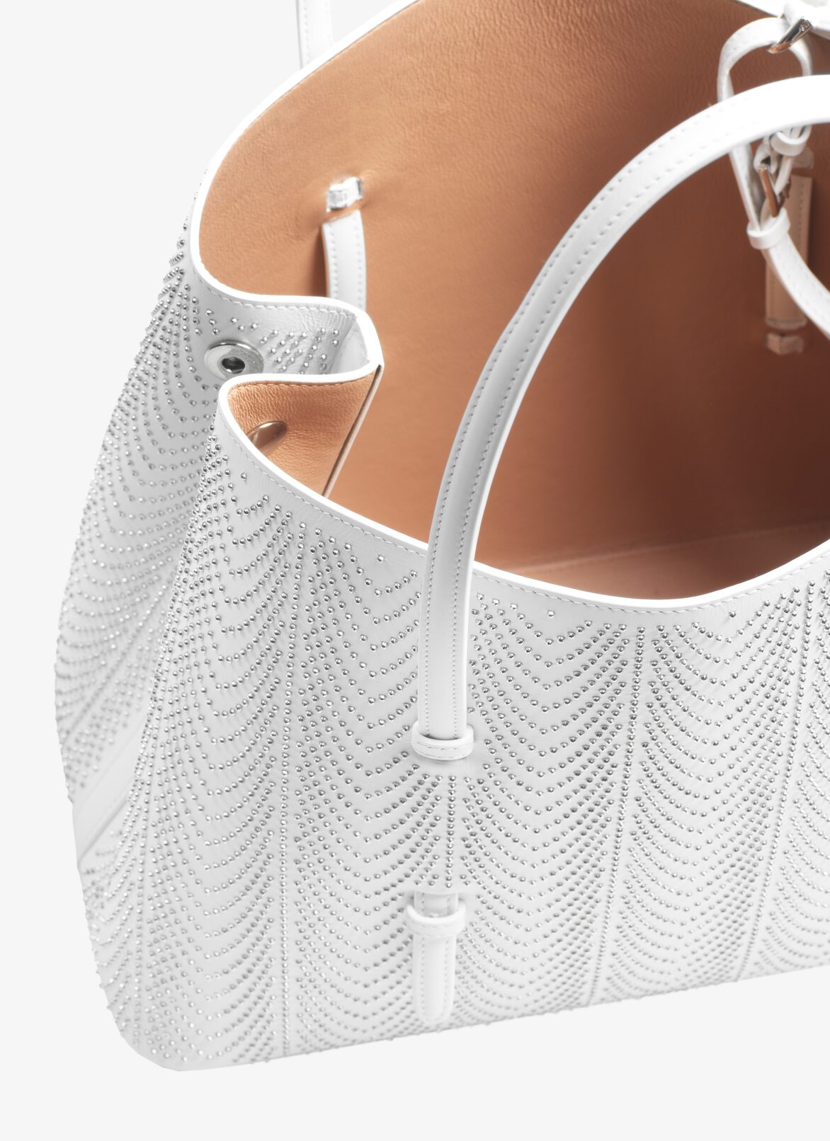 MINA MEDIUM CUIR LUX CASCADE OPTICAL WHITE ALAÏA WHITE  MINA MEDIUM CUIR LUX CASCADE OPTICAL WHITE